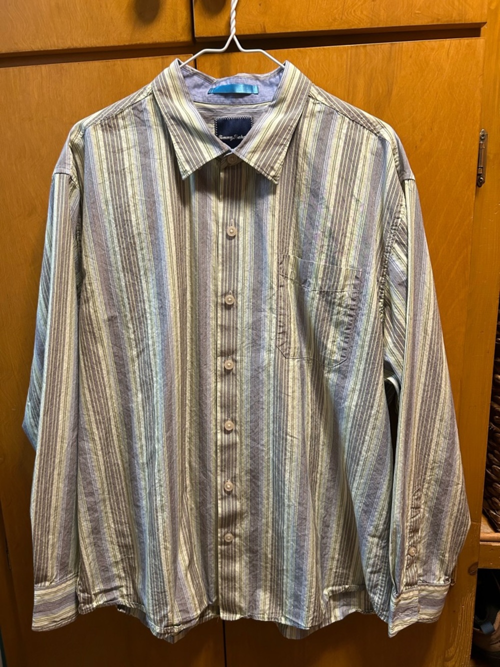 Tommy Bahama Striped Long-Sleeve Button-Down Shirt - Blue, Green, Tan